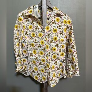 Zac & Rachel White Blouse with Yellow and Green Floral Print